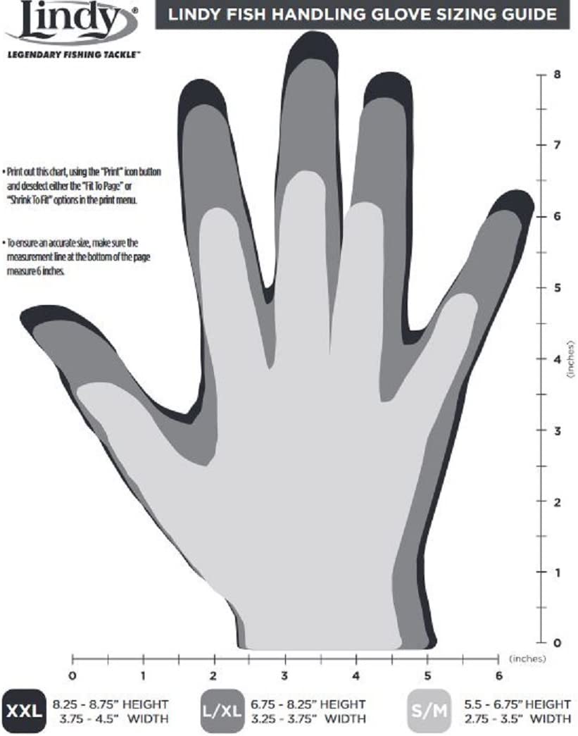 Lindy Fish Handling Glove - Sizing - Best Fishing Gloves - LandBasedAnglers.com